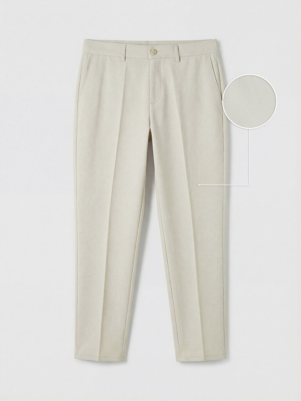 Bej Slim Fit Dokulu Erkek Kumaş Pantolon