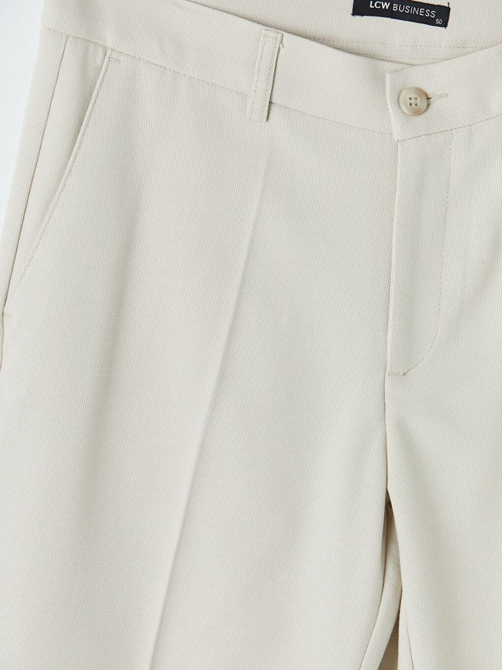 Bej Slim Fit Dokulu Erkek Kumaş Pantolon-2