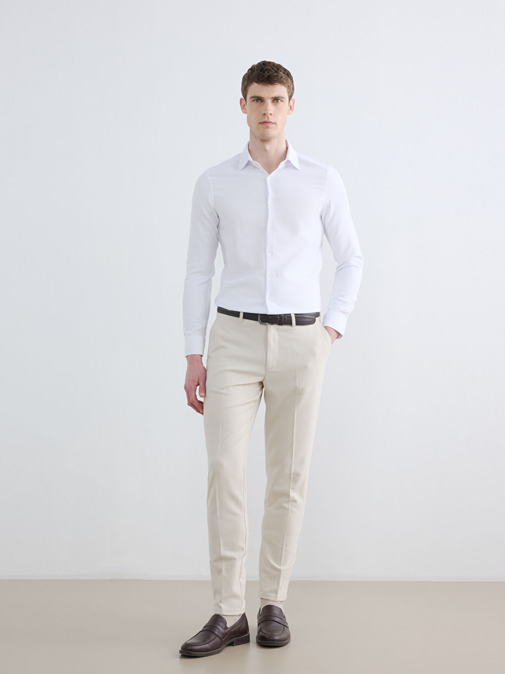 Slim Fit Textured Men's Fabric Trousers