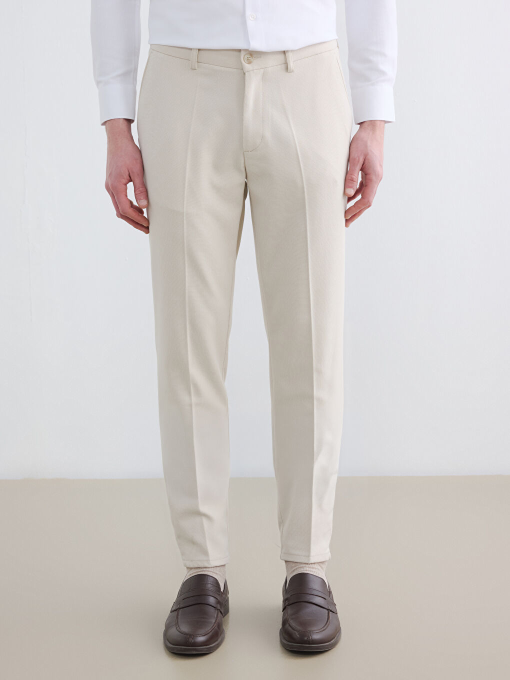 Slim Fit Textured Men's Fabric Trousers-1