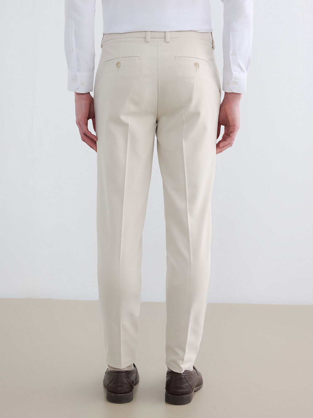Slim Fit Textured Men's Fabric Trousers-3
