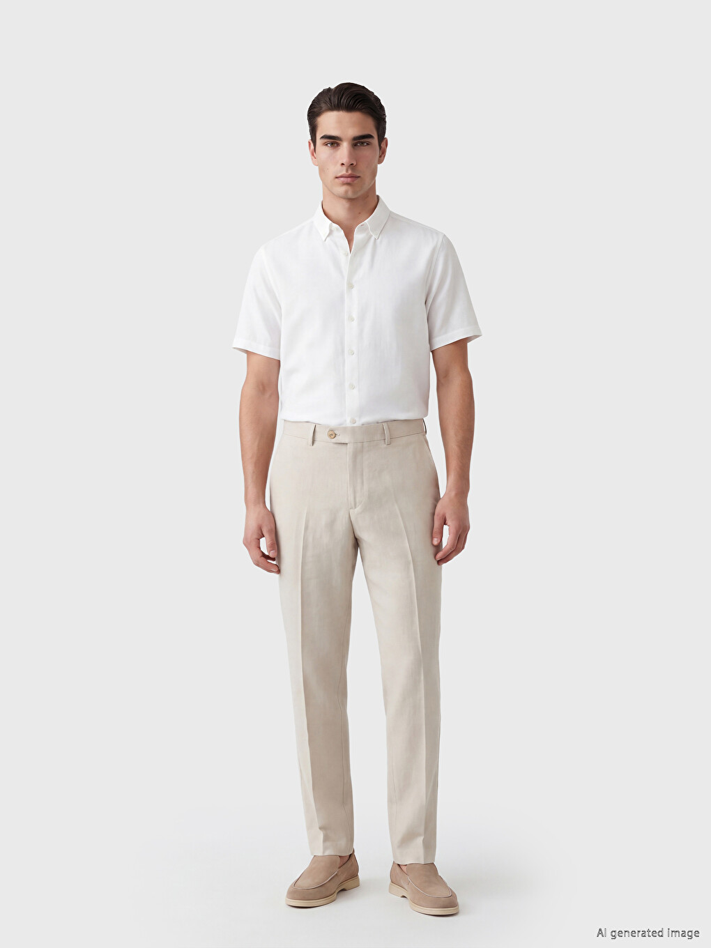 Bej Slim Fit Erkek Kumaş Pantolon-2
