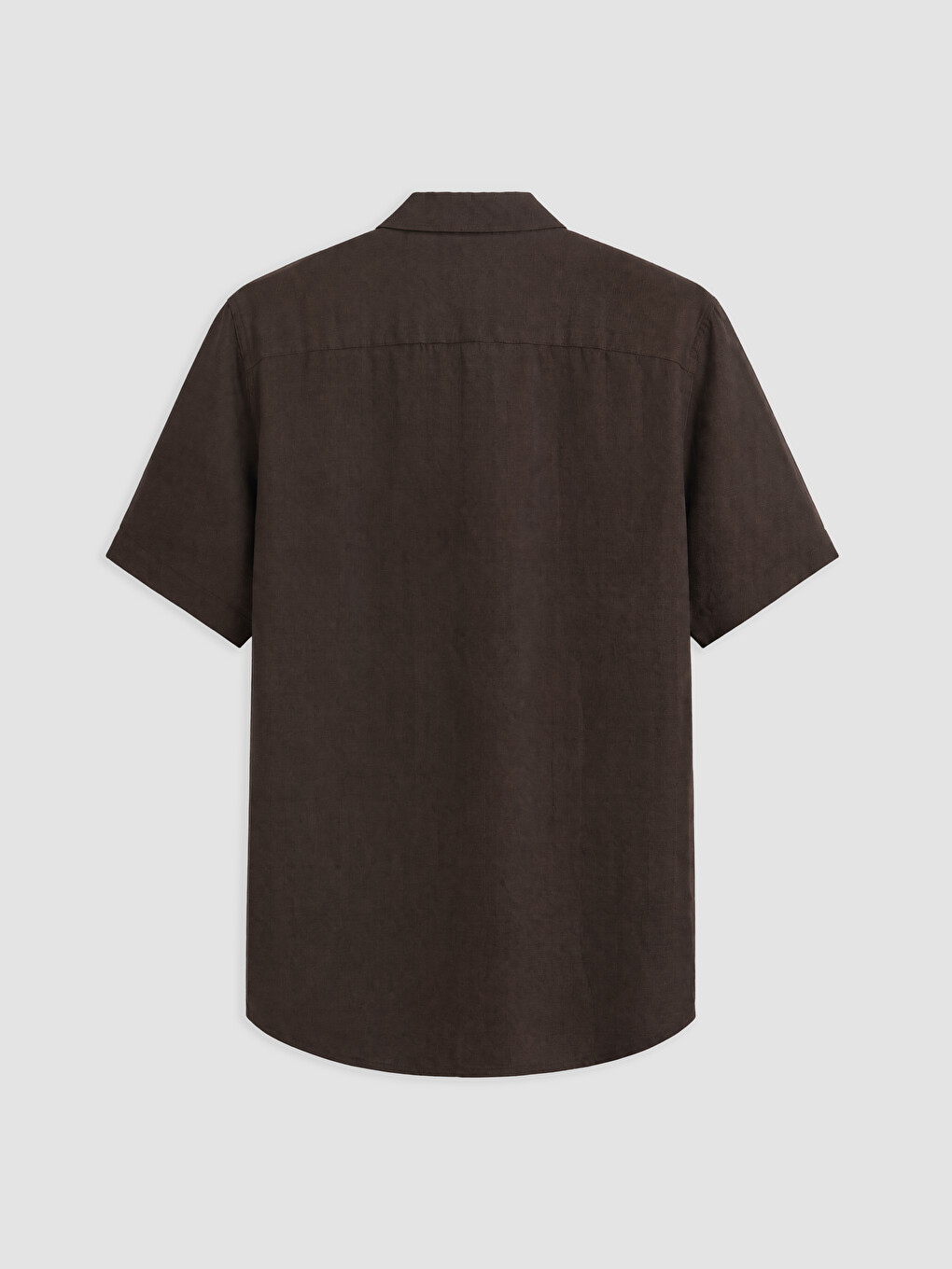 Kahverengi Regular Fit %100 Keten Erkek Gömlek-1