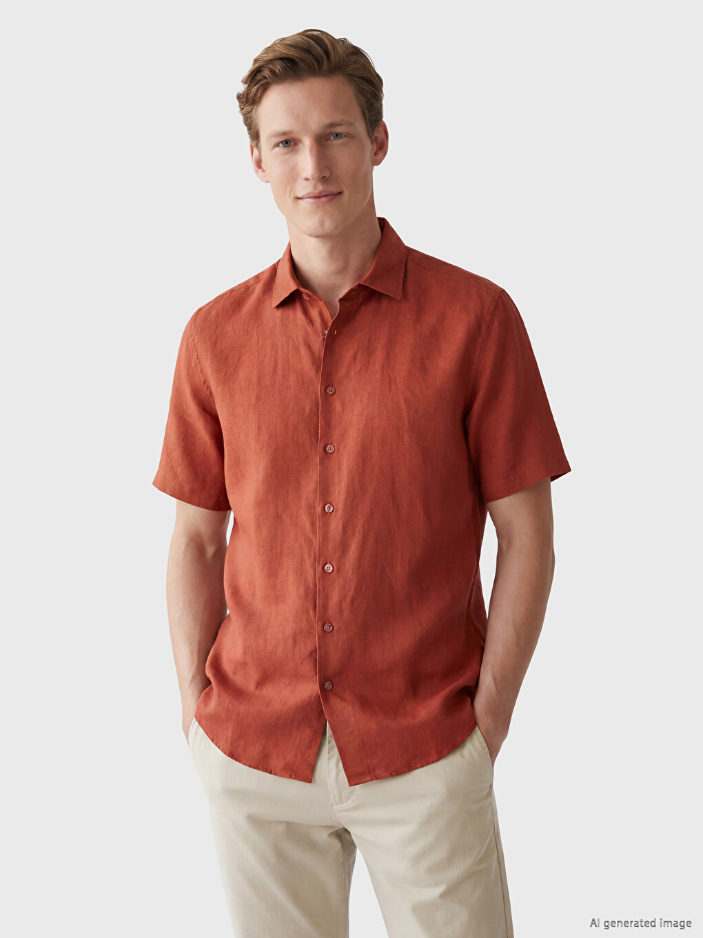Regular Fit %100 Linen Men's Shirt-1
