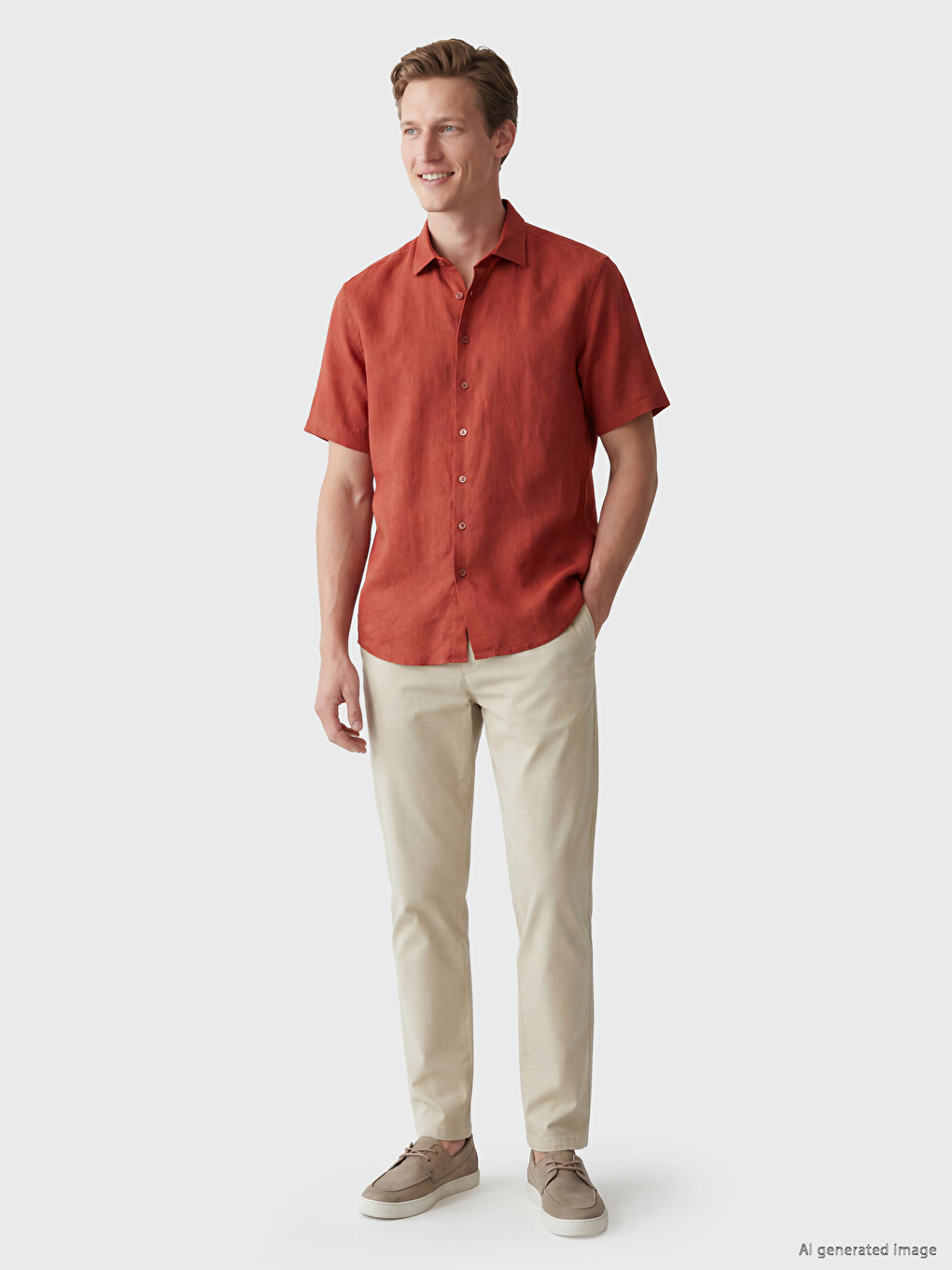 Regular Fit %100 Linen Men's Shirt-2