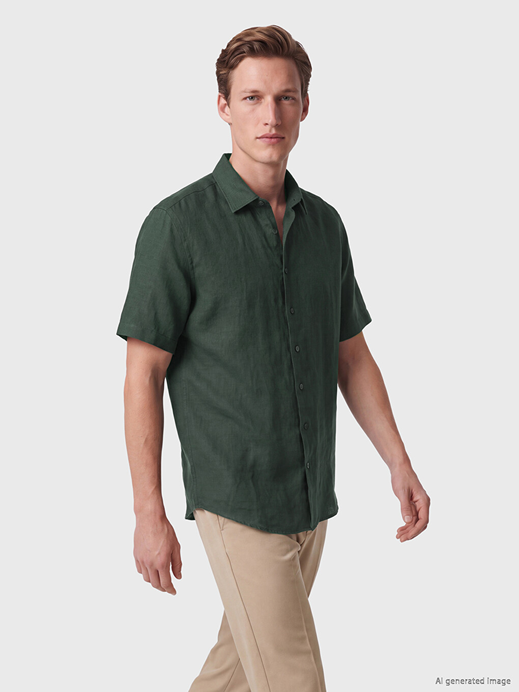 Coupe Régulière %100 Lin Chemise Homme-1