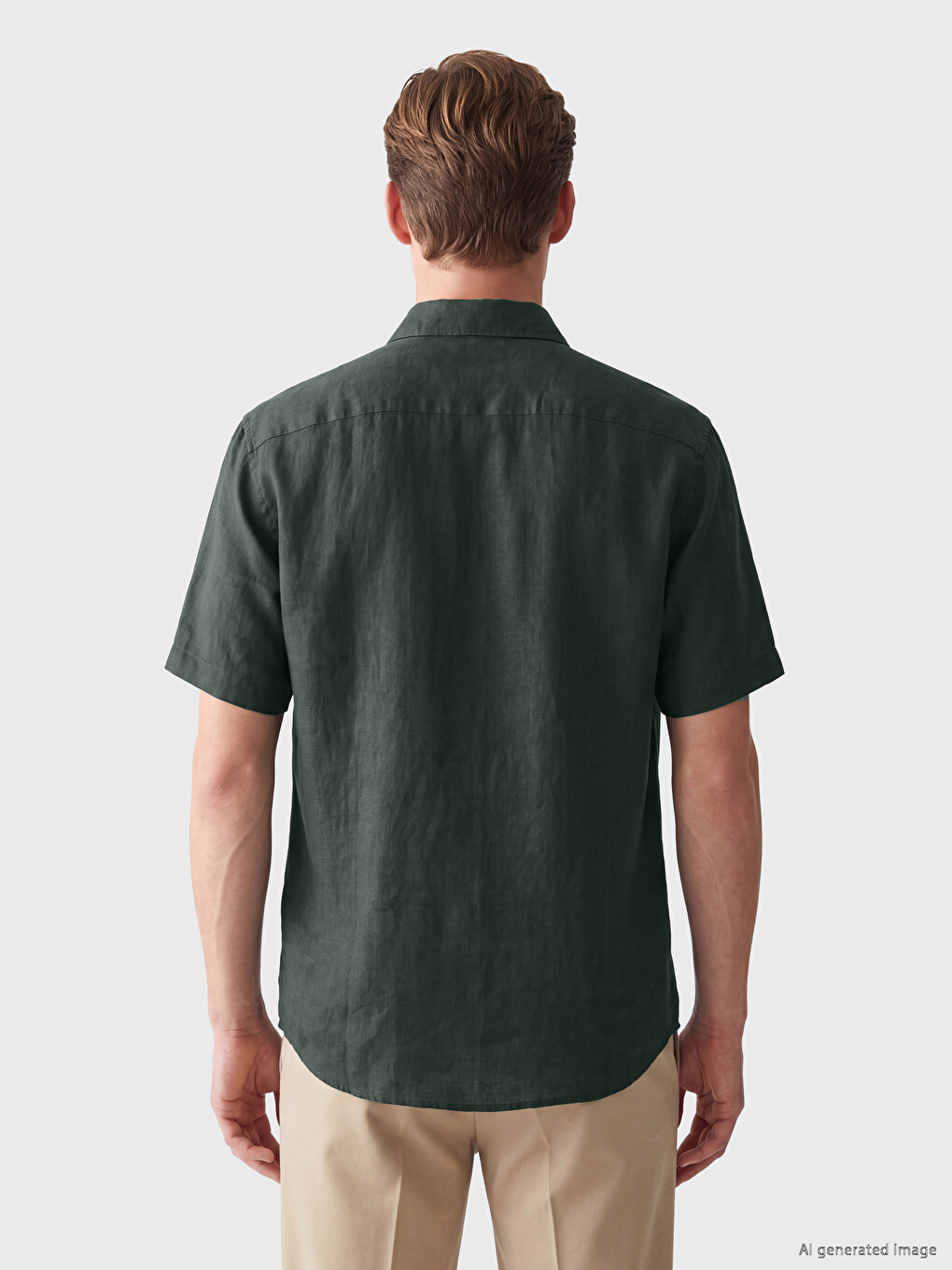 Coupe Régulière %100 Lin Chemise Homme-4