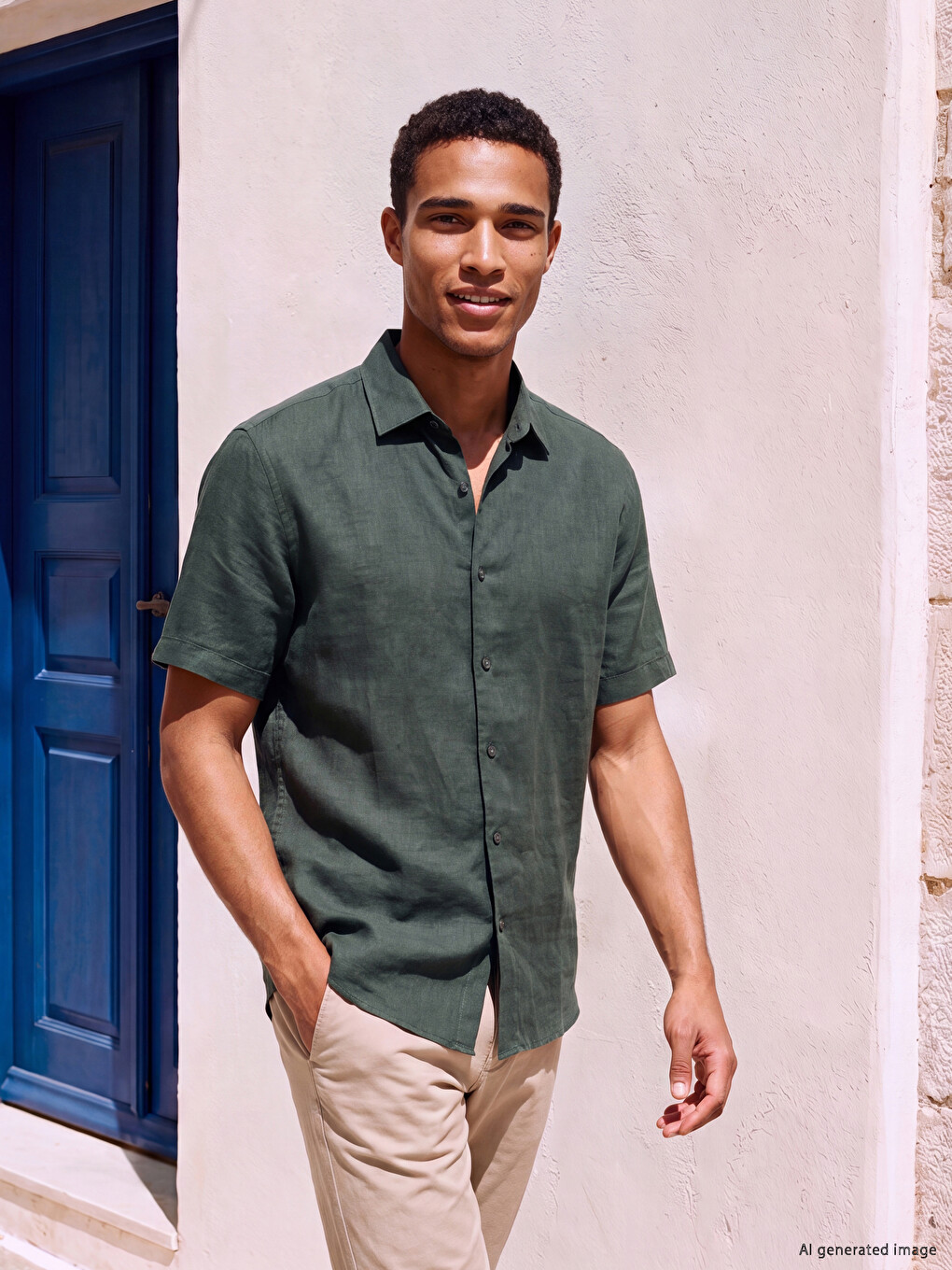 Coupe Régulière %100 Lin Chemise Homme
