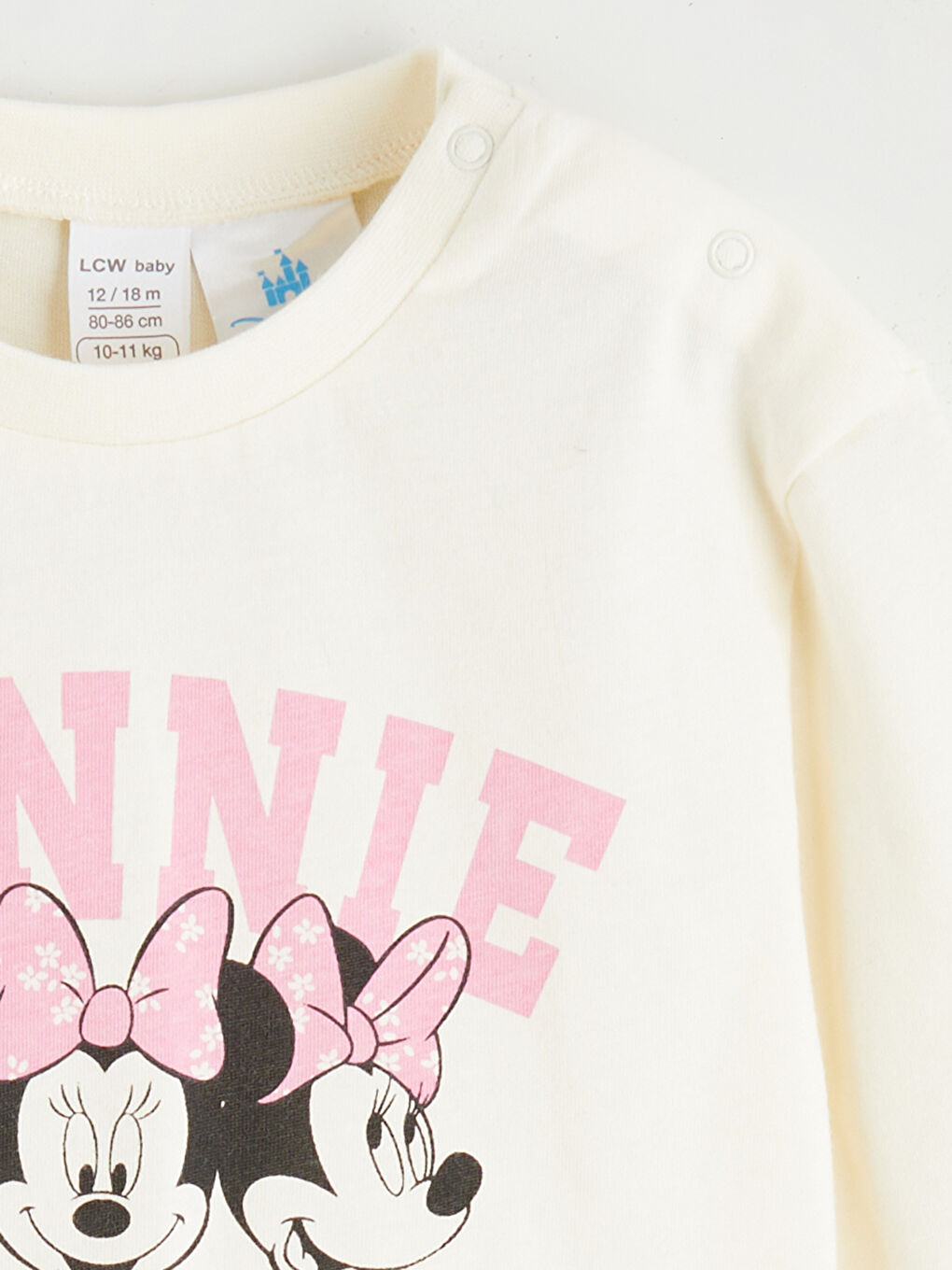 Ekru Minnie Mouse Baskılı Kız Bebek Tişört ve Tayt-2