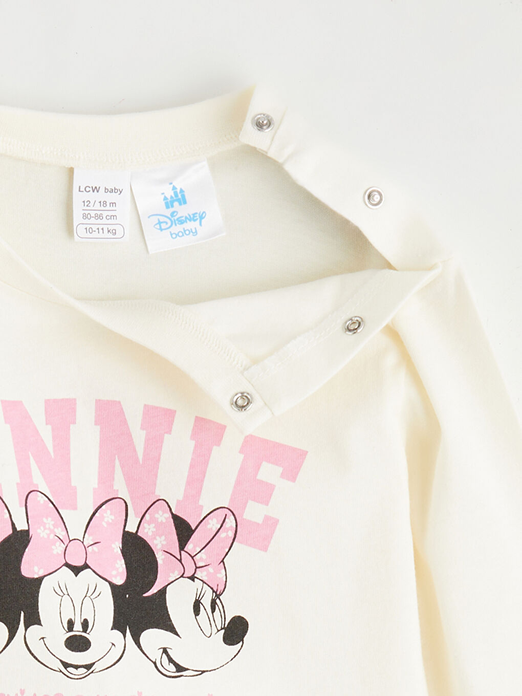 Ekru Minnie Mouse Baskılı Kız Bebek Tişört ve Tayt-3
