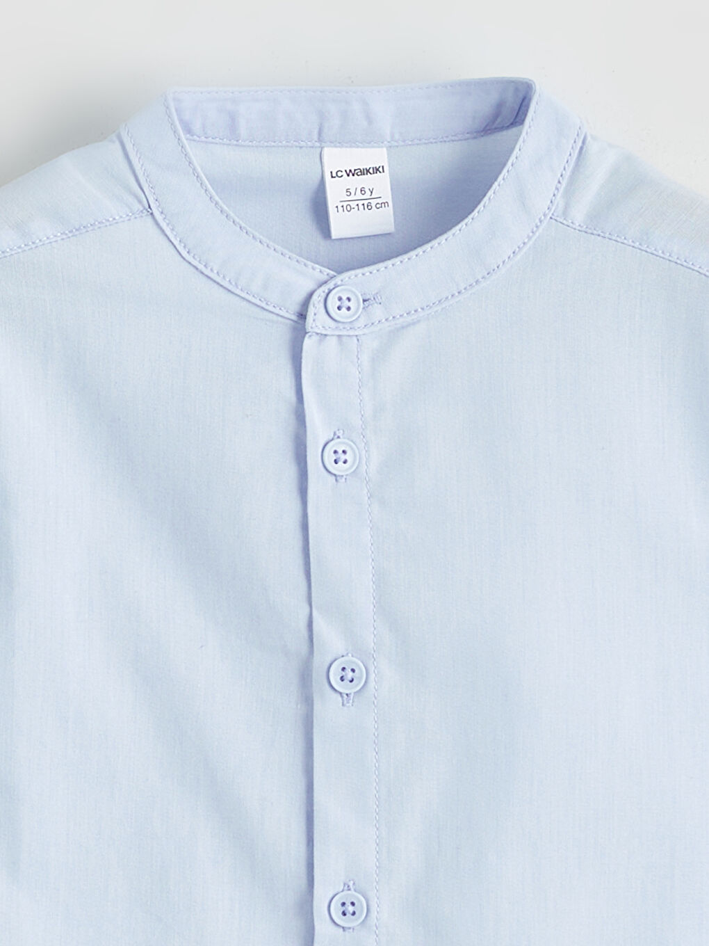 Boys' Mandarin Collar Poplin Shirt-1