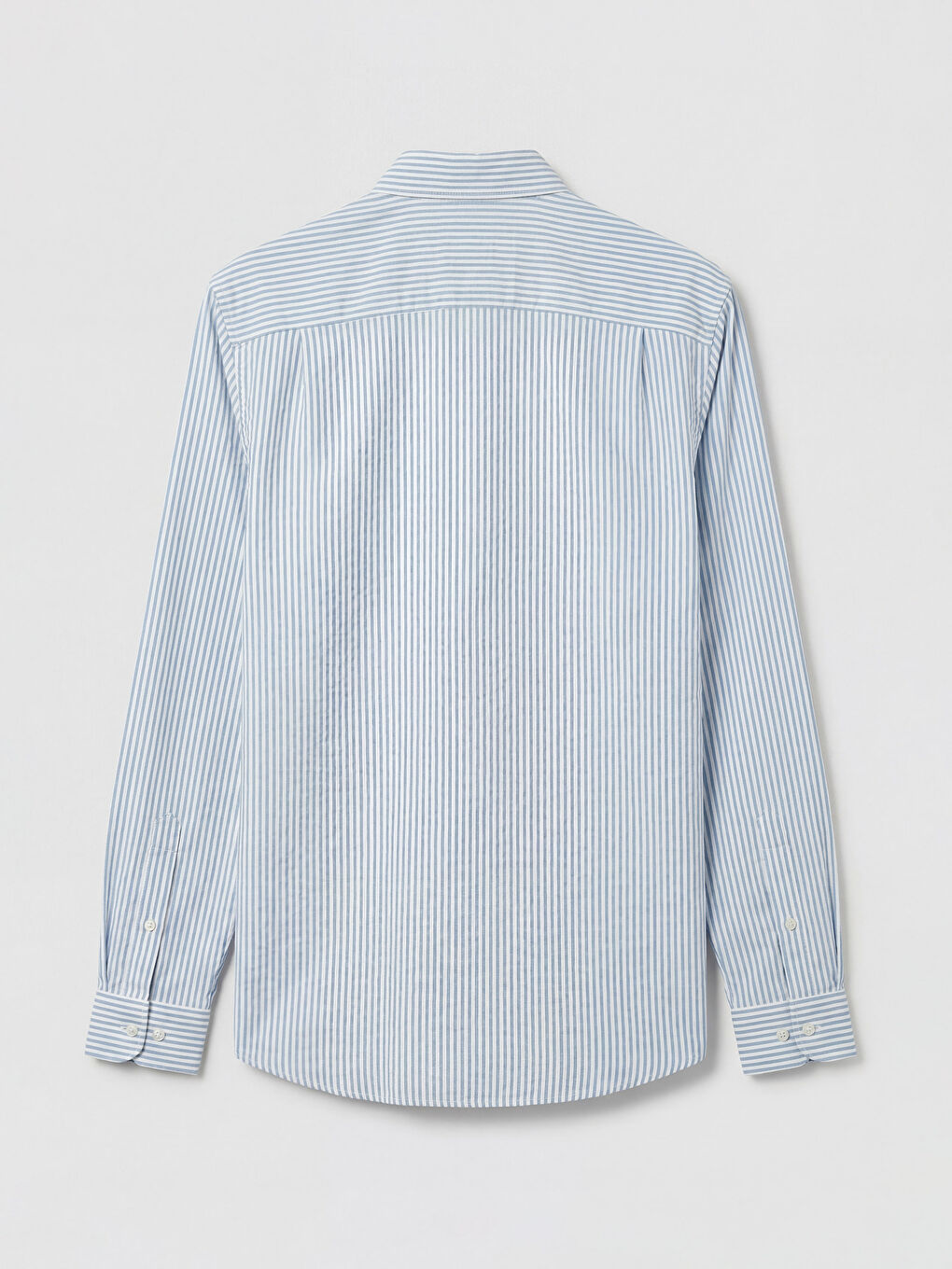 Mavi Standart Kalıp Çizgili Dokulu Erkek Gömlek-1
