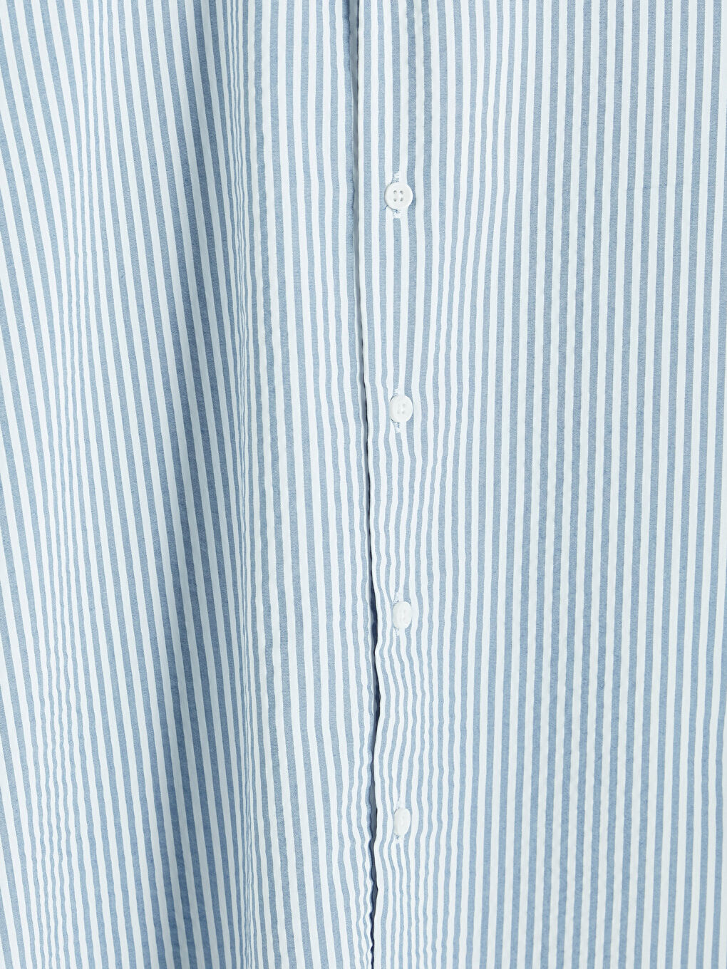 Mavi Standart Kalıp Çizgili Dokulu Erkek Gömlek-2