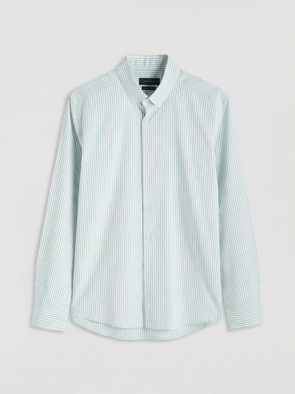 Yeşil Regular Fit Çizgili Erkek Gömlek