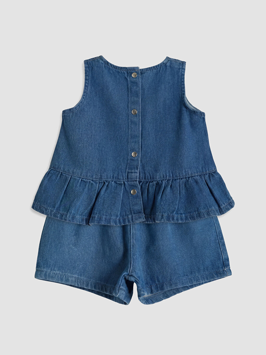 Mavi Fırfırlı Kız Bebek Jean Takım