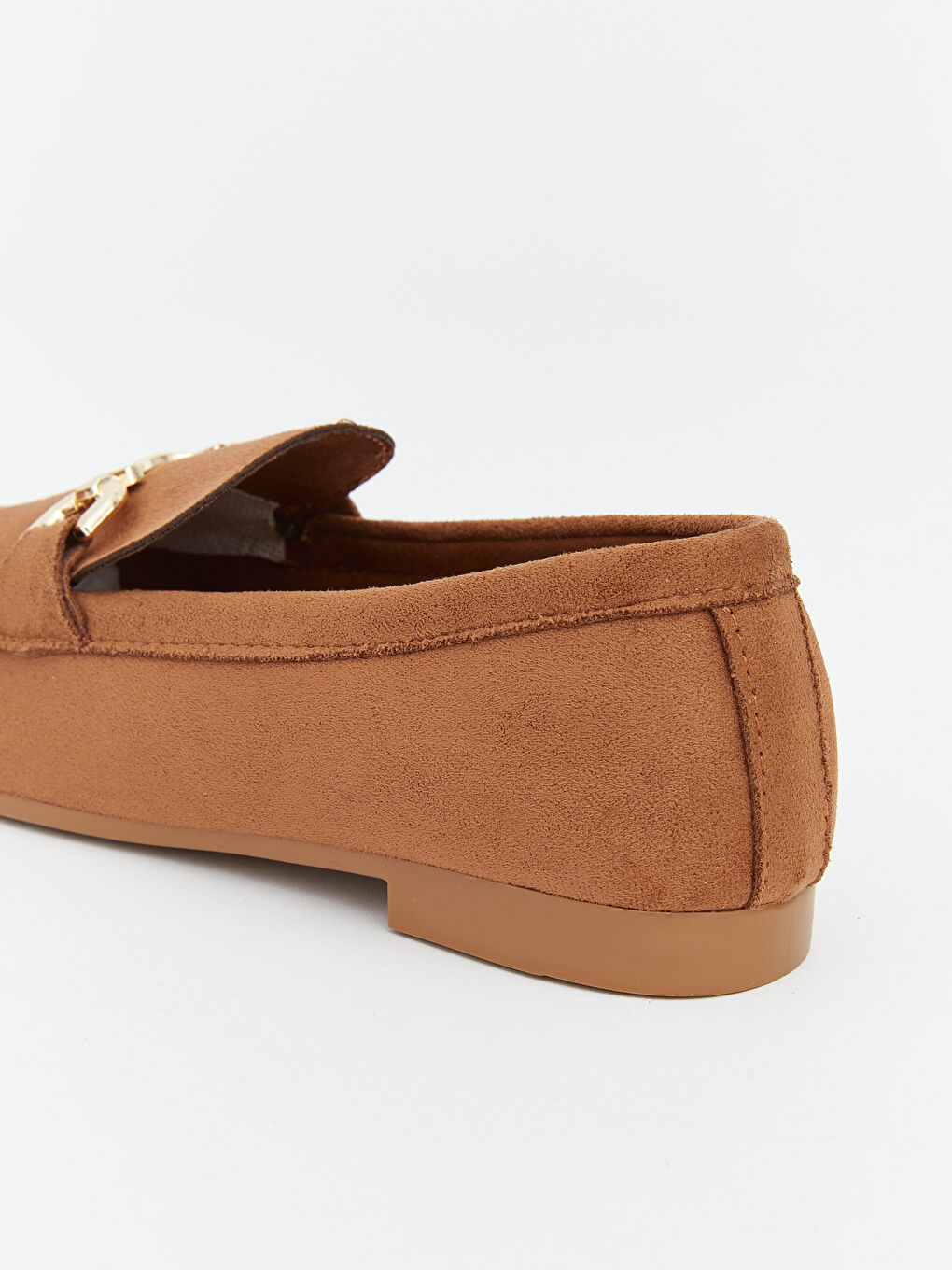 Kahverengi Süet Görünümlü Metal Aksesuarlı Kadın Loafer-4