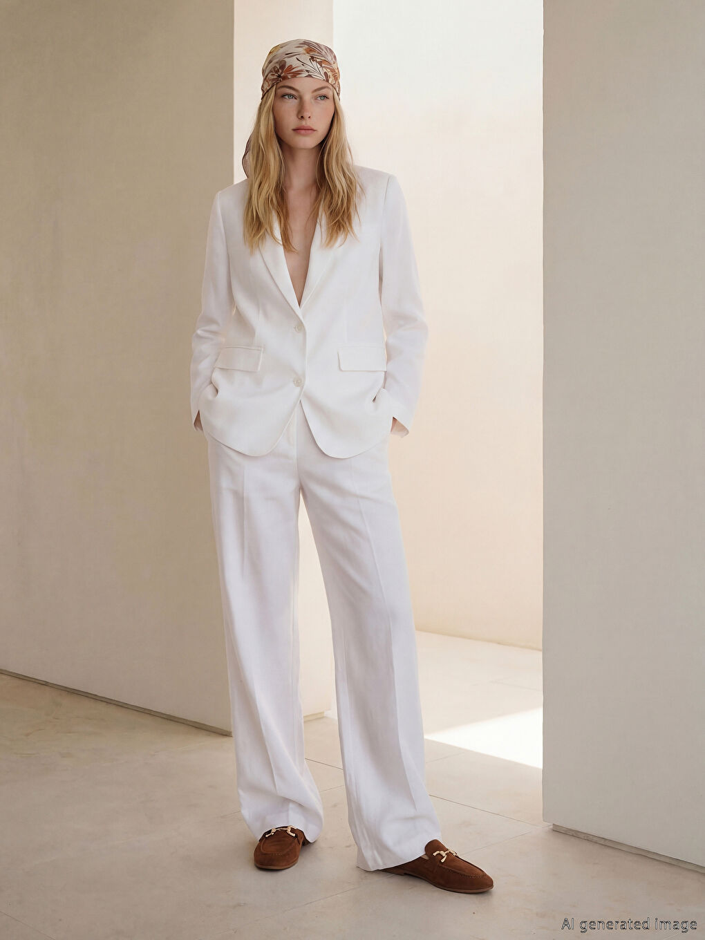 Kahverengi Süet Görünümlü Metal Aksesuarlı Kadın Loafer-2