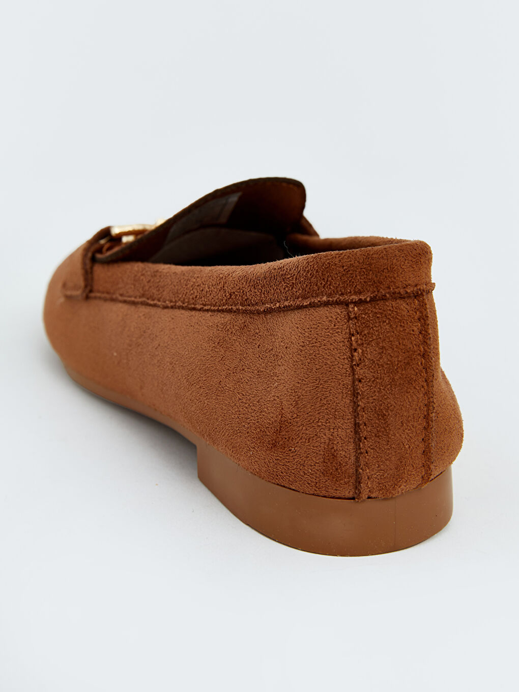 Kahverengi Süet Görünümlü Metal Aksesuarlı Kadın Loafer-8