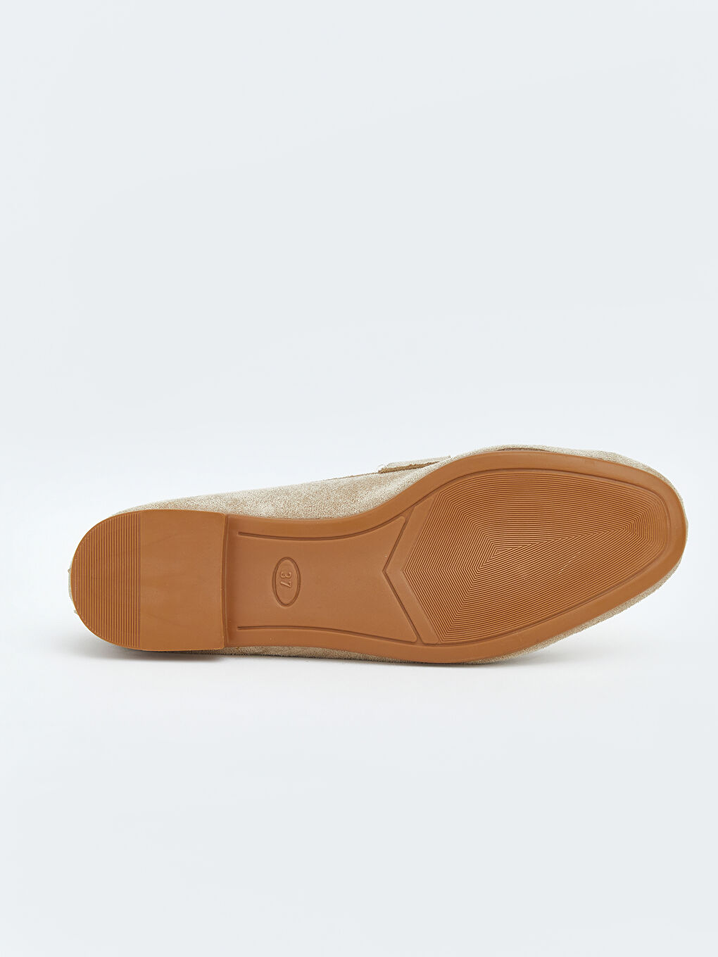 Bej Süet Görünümlü Metal Aksesuarlı Kadın Loafer-4