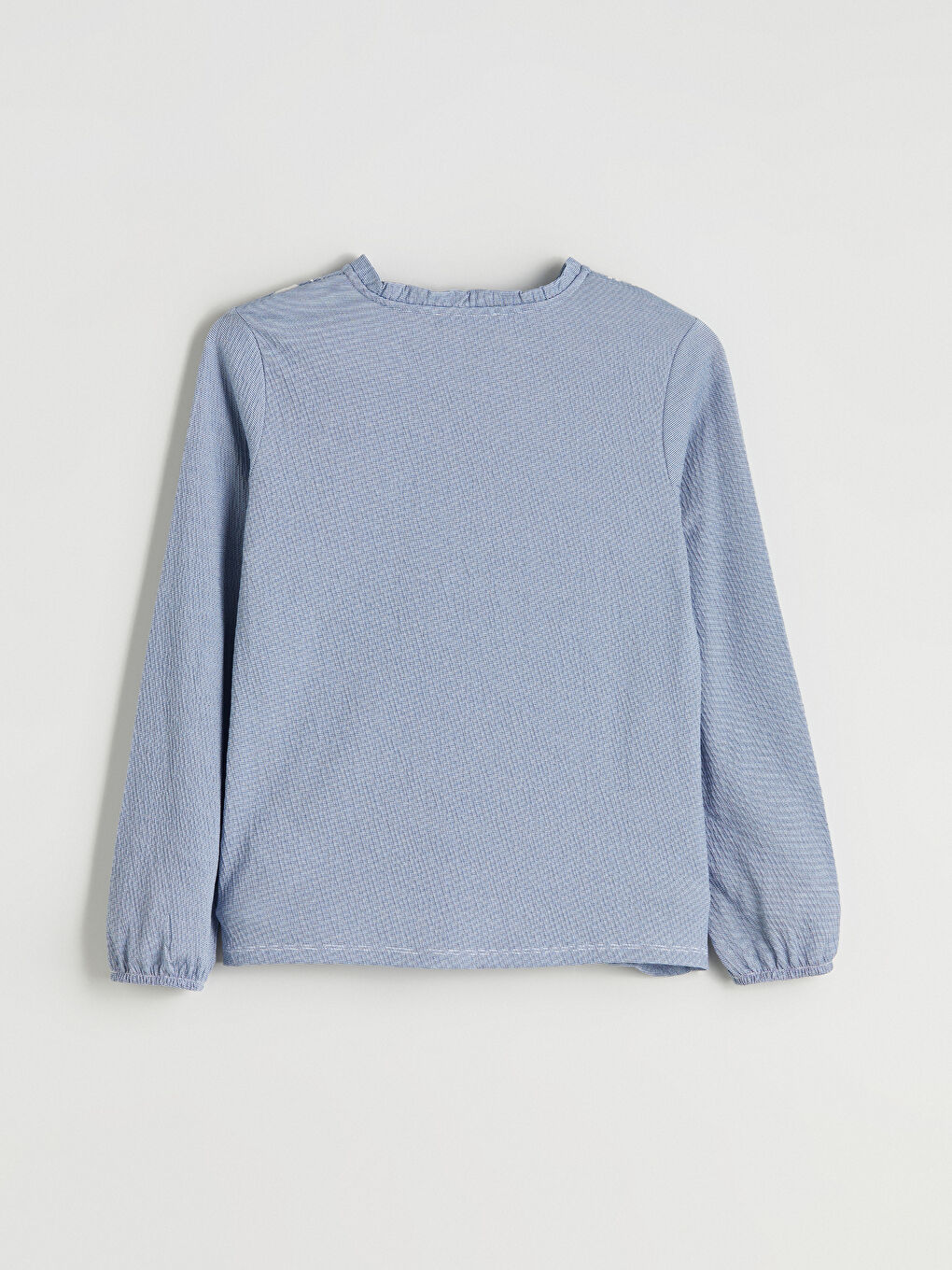 Mavi Bağlamalı Yaka Çiçekli Bluz-6