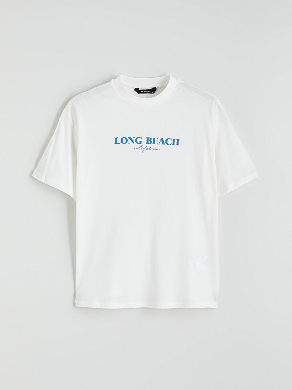 Ekru Bisiklet Yaka Baskılı Kadın Tişört-4