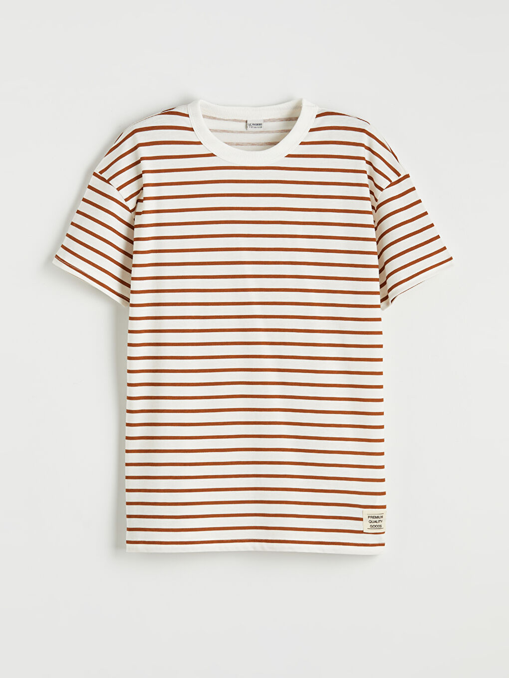 Kahverengi Erkek Çocuk Çizgili Bisiklet Yaka Tişört