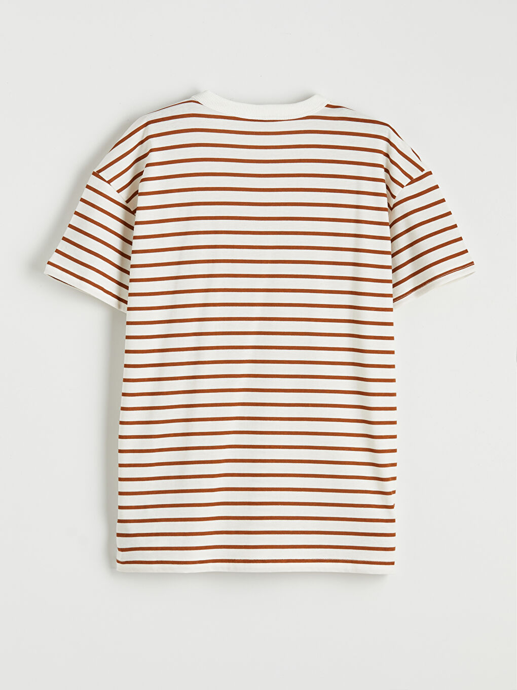Kahverengi Erkek Çocuk Çizgili Bisiklet Yaka Tişört-1