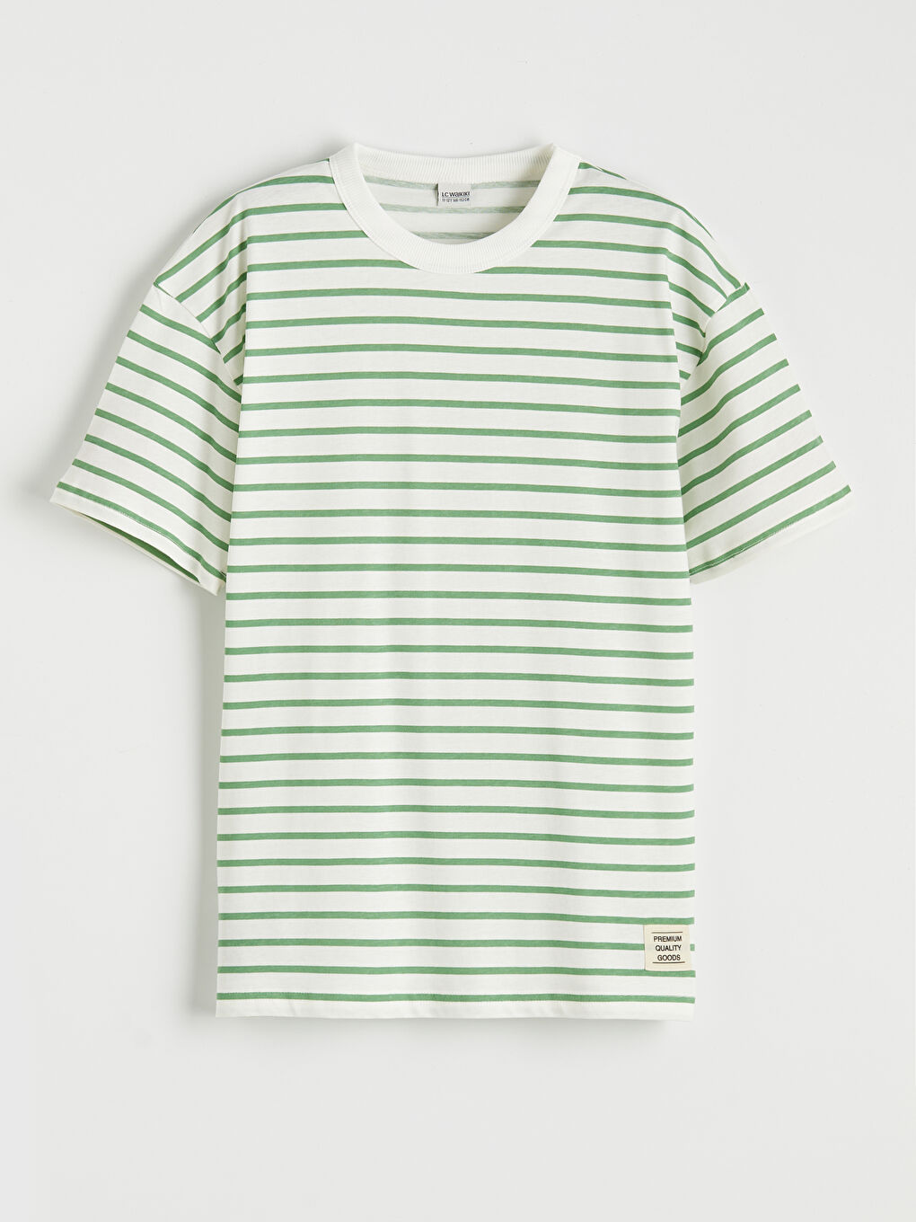 Yeşil Erkek Çocuk Bisiklet Yaka Çizgili Tişört-1