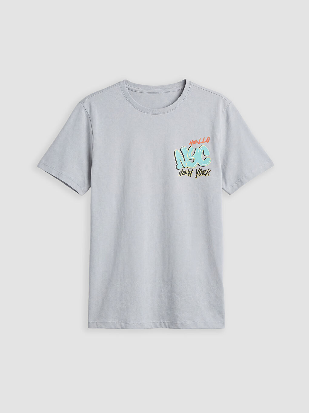 Gri New York Baskılı Erkek Çocuk Şortlu Pijama Takımı-1