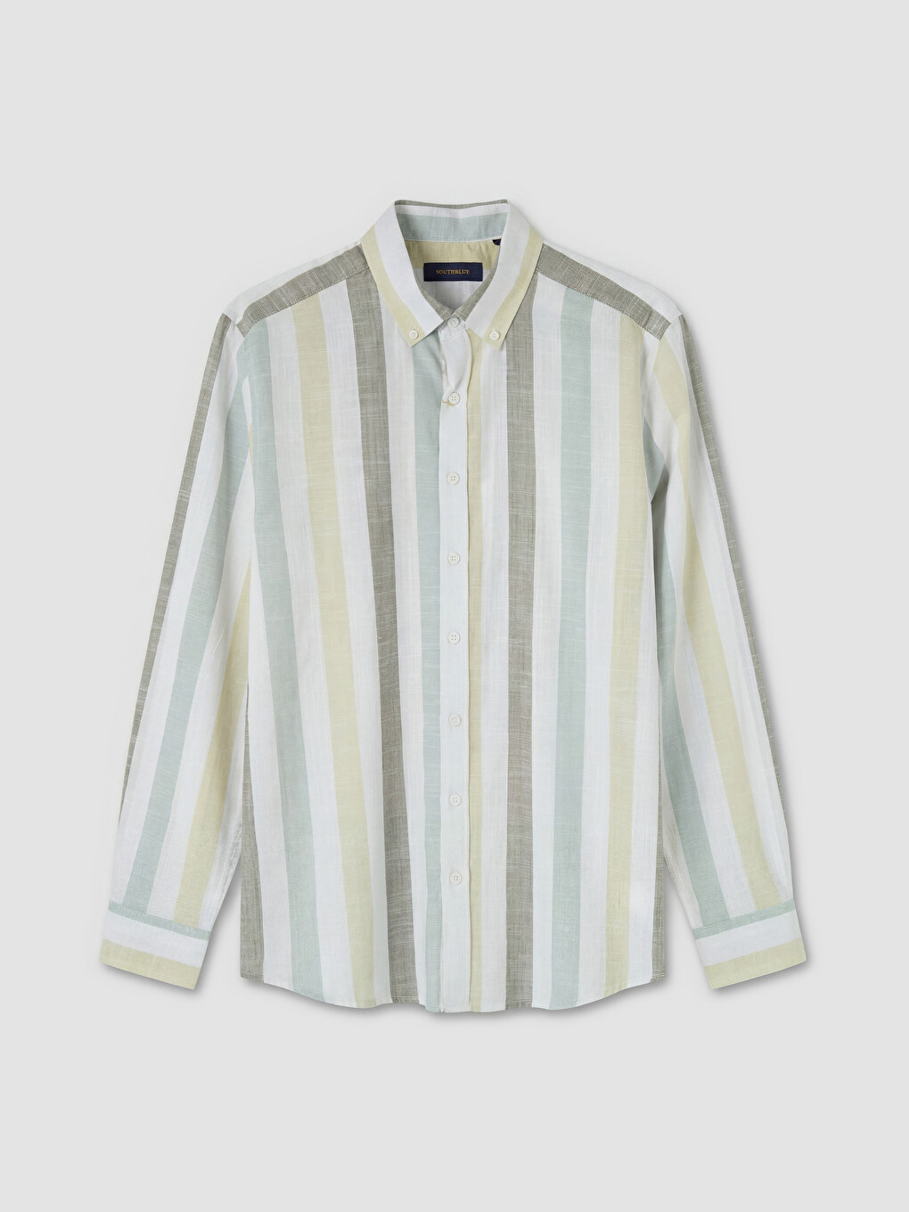 Sarı Regular Fit Çizgili Poplin Erkek Gömlek-4