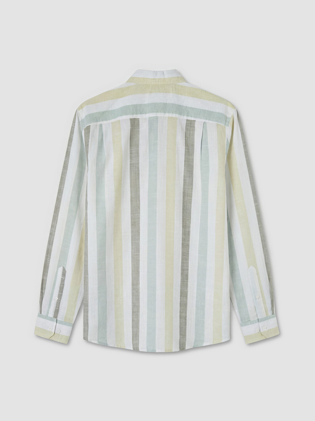 Sarı Regular Fit Çizgili Poplin Erkek Gömlek-5