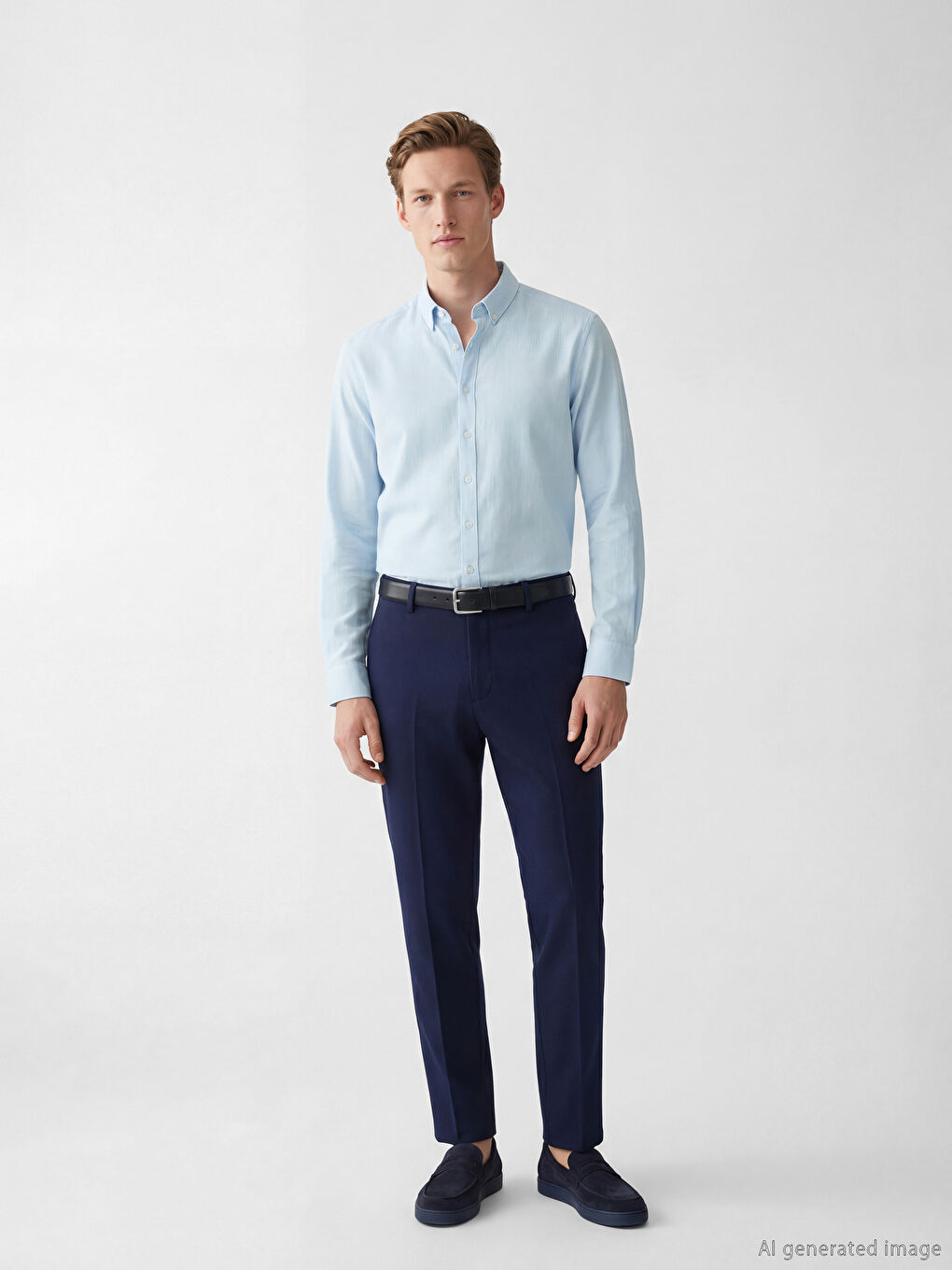 Mavi Regular Fit Dokulu Erkek Gömlek-1