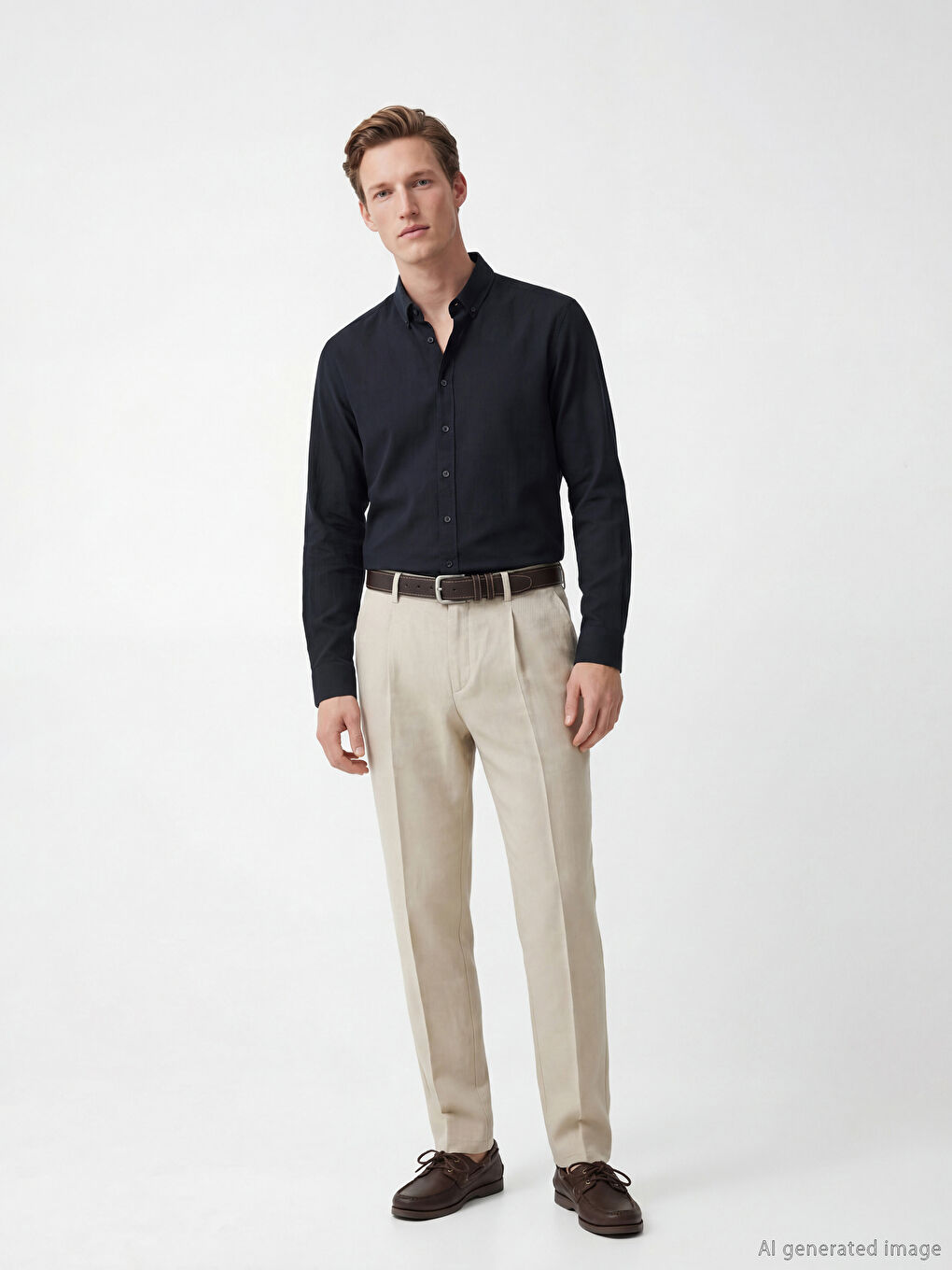 Lacivert Regular Fit Dokulu Erkek Gömlek-1