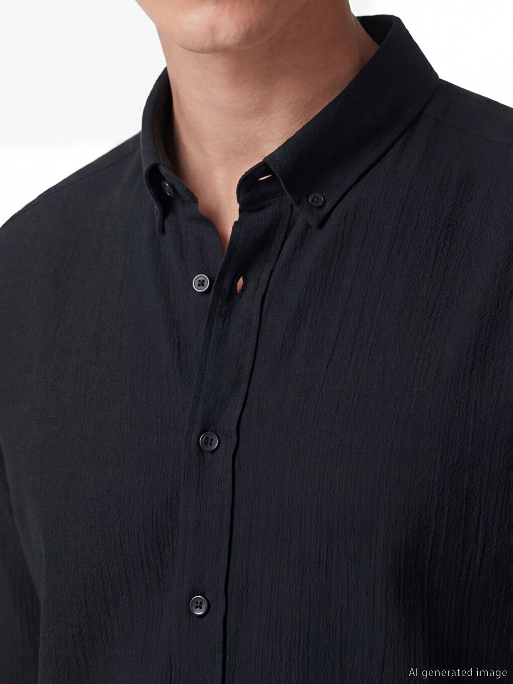 Lacivert Regular Fit Dokulu Erkek Gömlek-2