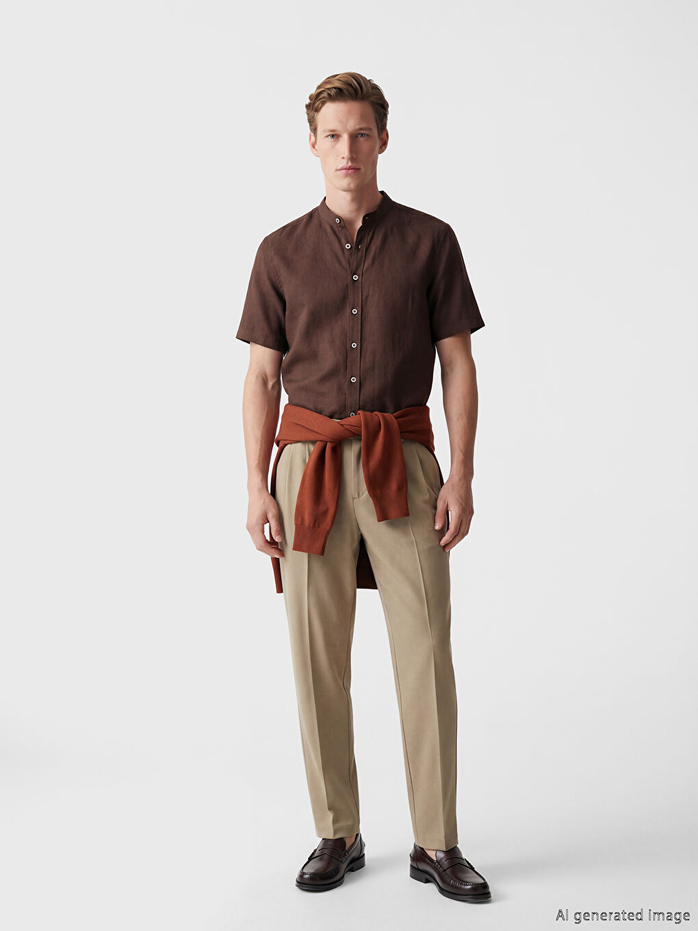 Мъжка риза Regular Fit от ленена смес-1