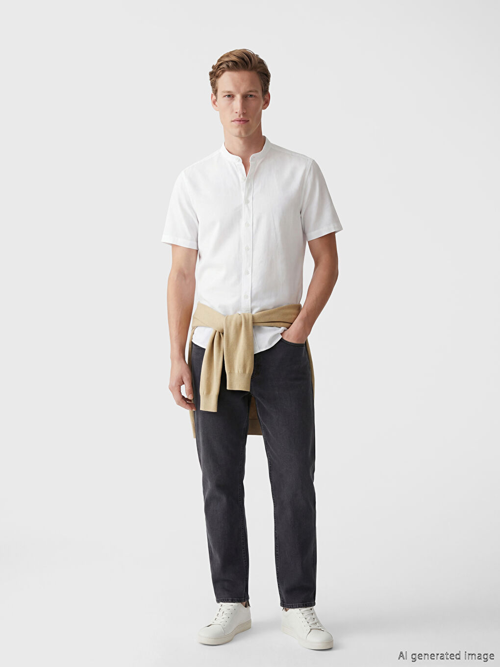 Мъжка риза Regular Fit от ленена смес-1