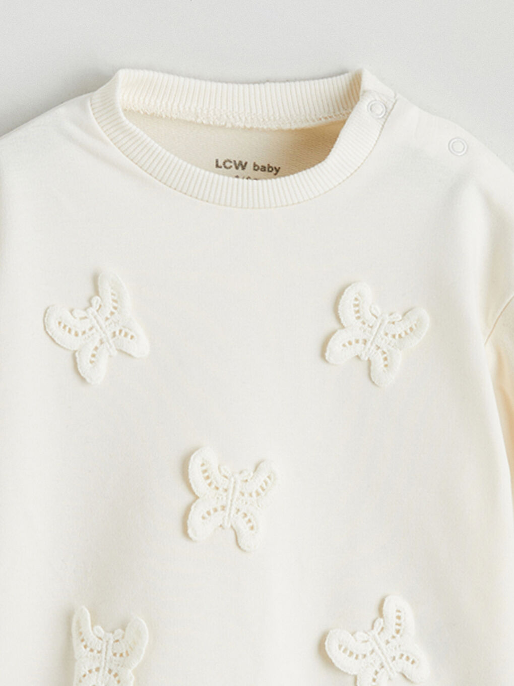 Bej Bisiklet Yaka Kız Bebek Sweatshirt ve Tayt-2