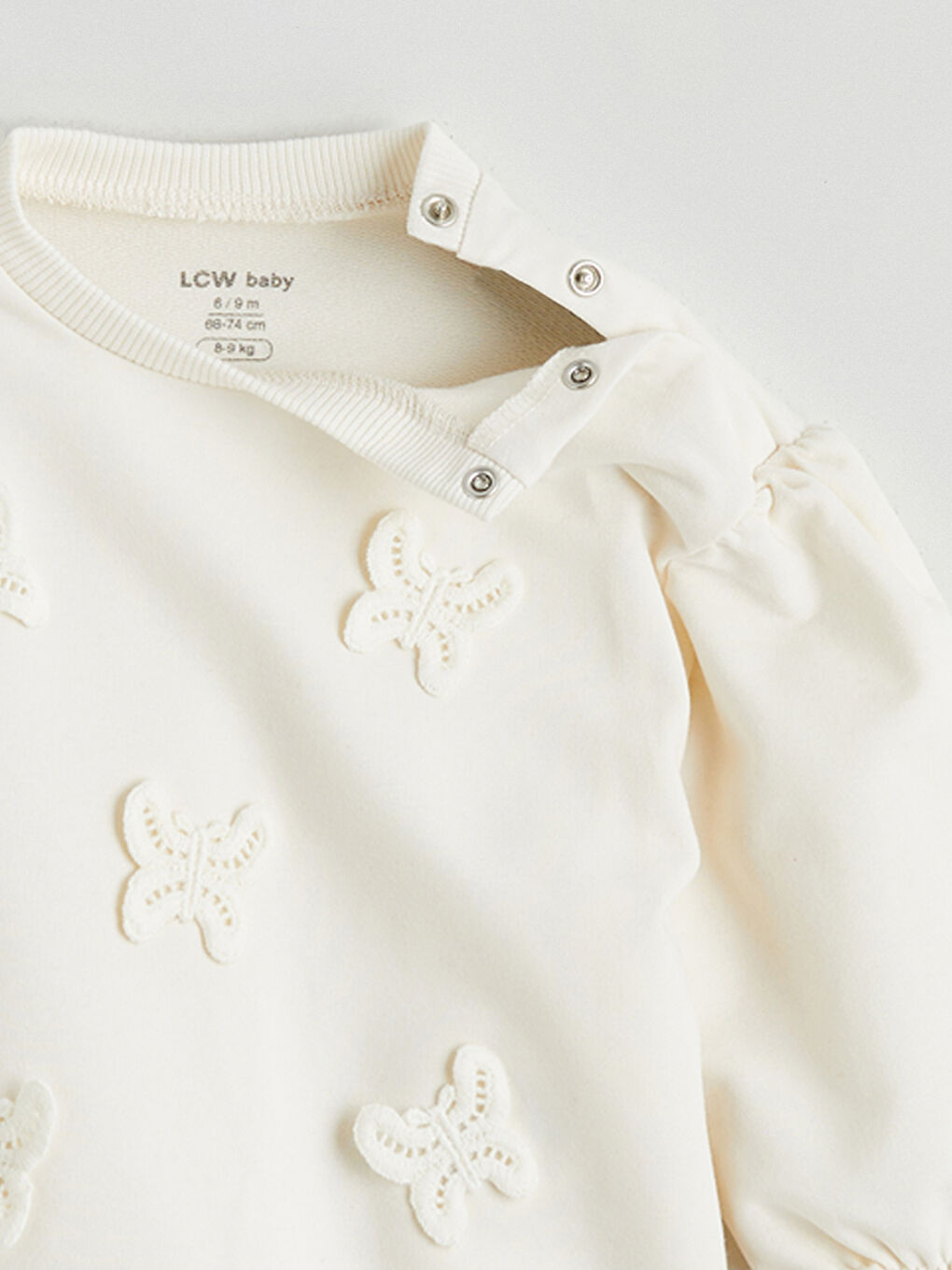 Bej Bisiklet Yaka Kız Bebek Sweatshirt ve Tayt-3