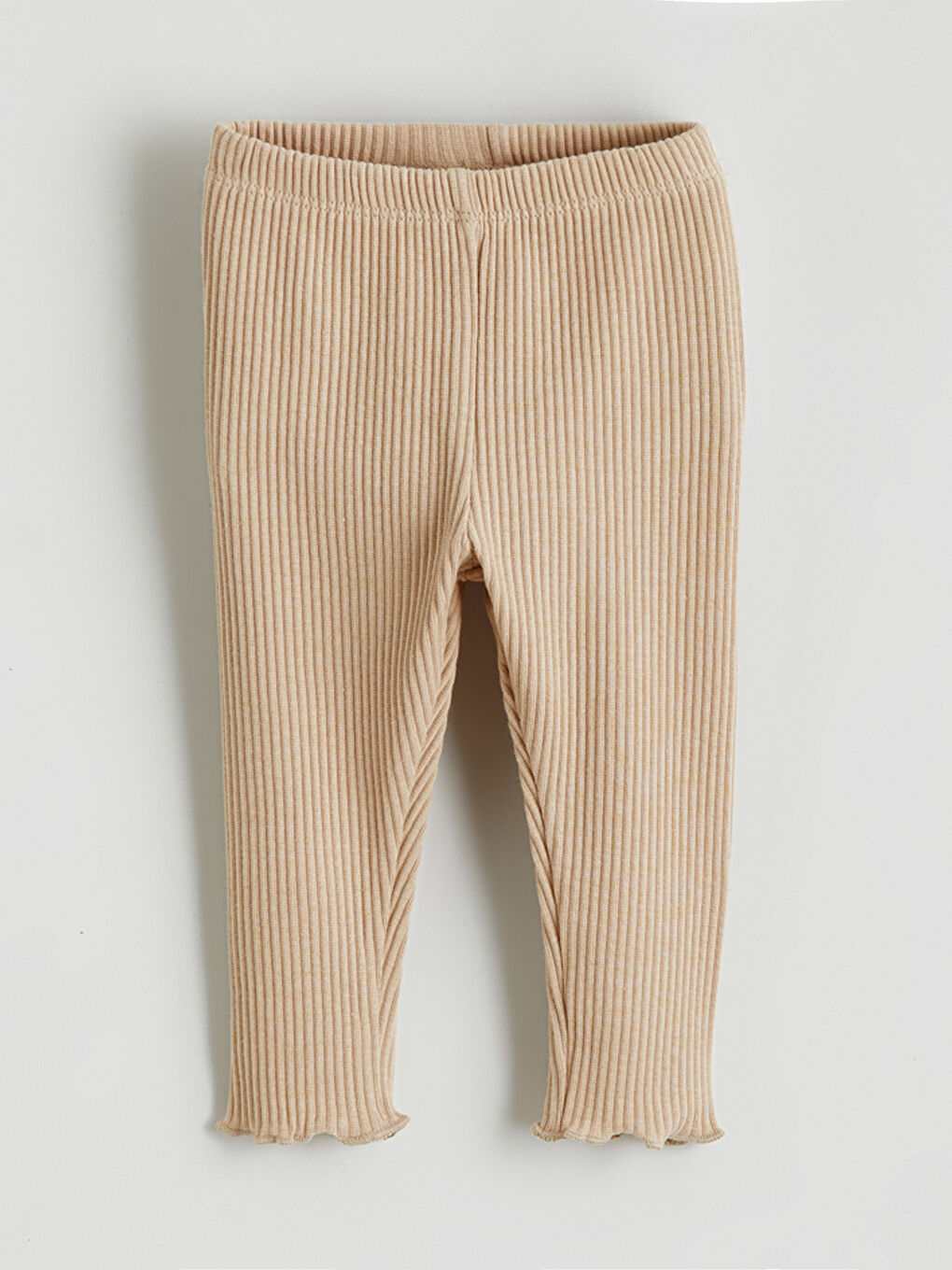 Bej Bisiklet Yaka Kız Bebek Sweatshirt ve Tayt-5