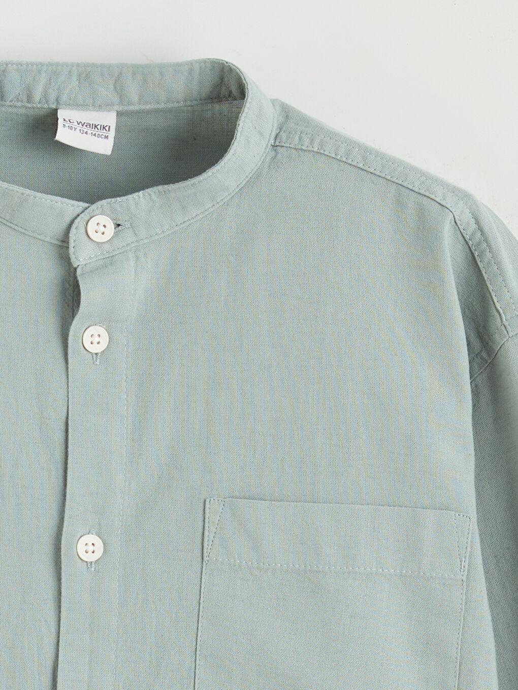Yeşil Hakim Yaka Keten Karışımlı Erkek Çocuk Gömlek-1