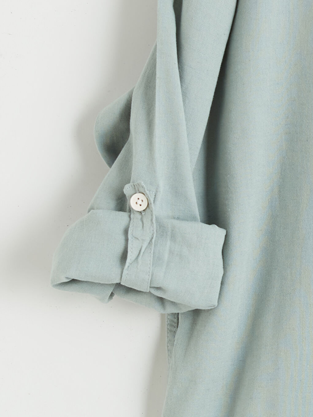 Yeşil Hakim Yaka Keten Karışımlı Erkek Çocuk Gömlek-2