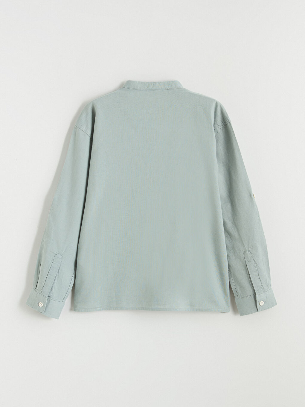 Yeşil Hakim Yaka Keten Karışımlı Erkek Çocuk Gömlek-3