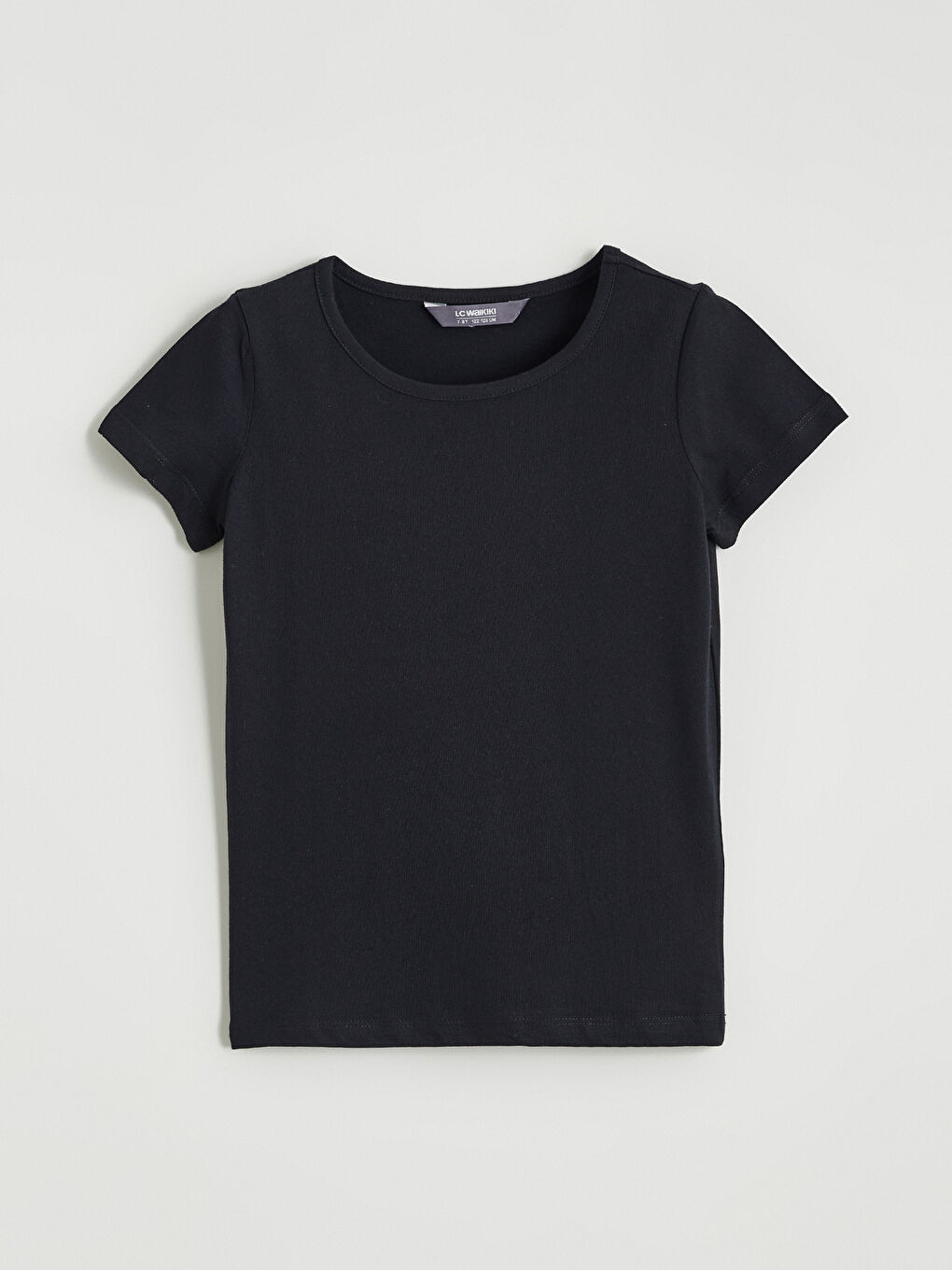 Siyah Bisiklet Yaka Basic Kız Çocuk Tişört