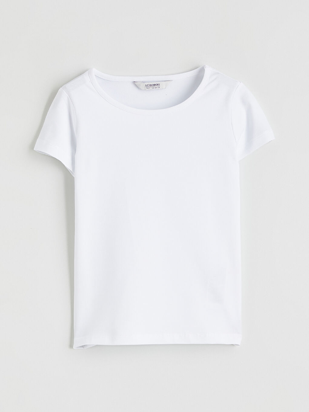 Beyaz Bisiklet Yaka Kız Çocuk Tişört