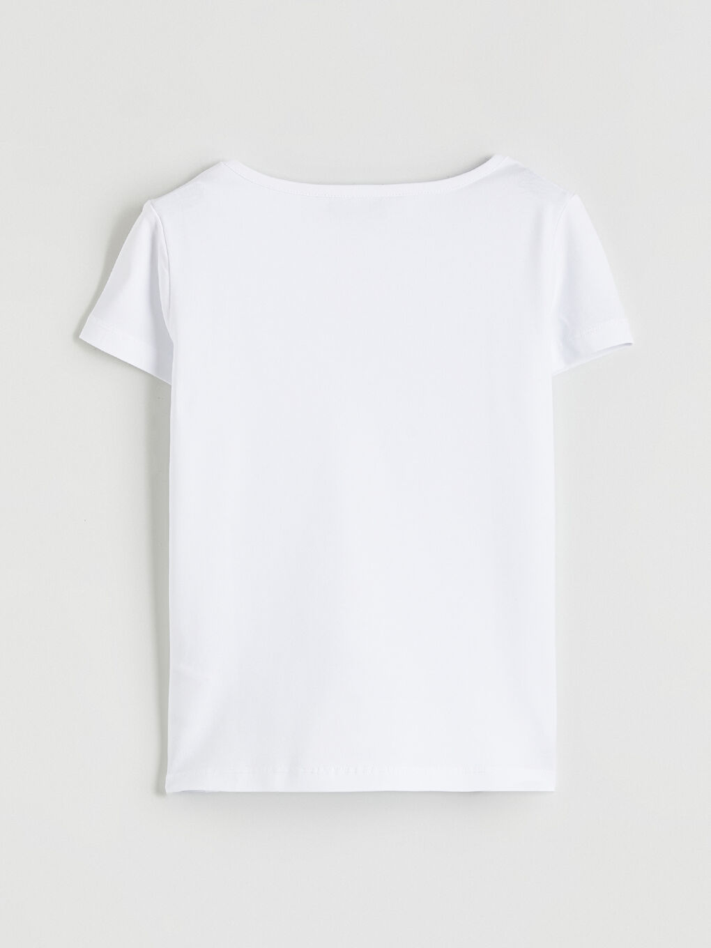 Beyaz Bisiklet Yaka Kız Çocuk Tişört-2