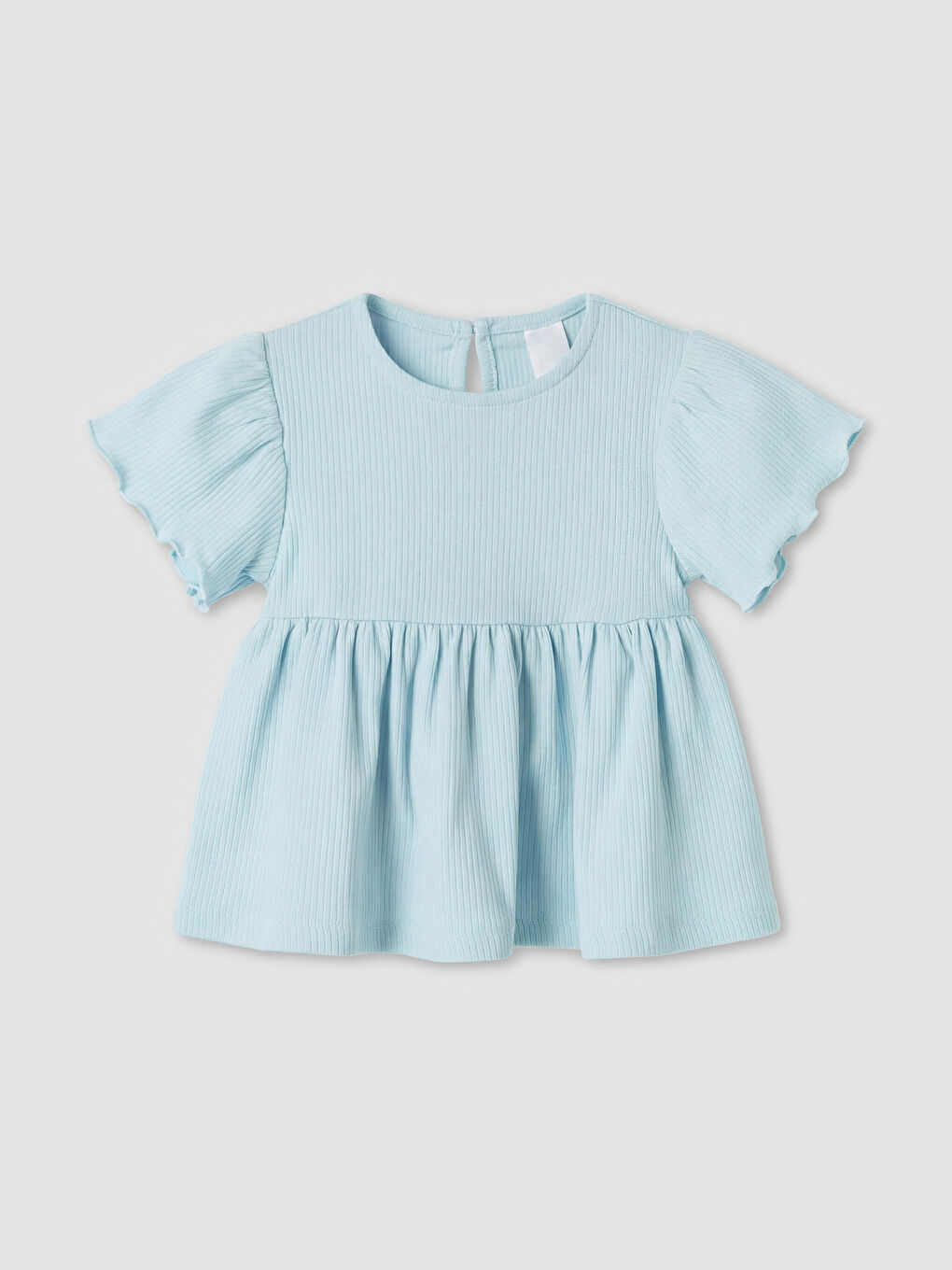 Mavi Çiçek Desenli Kız Bebek Takım-1