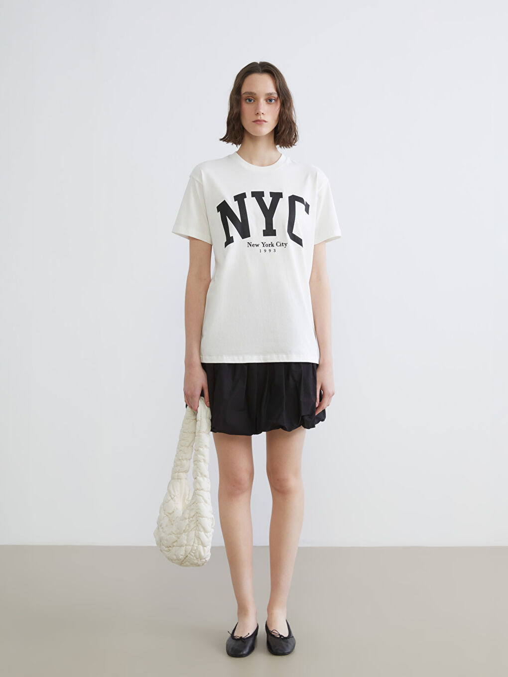 Crew Neck New York Printed Women's T-Shirt-1