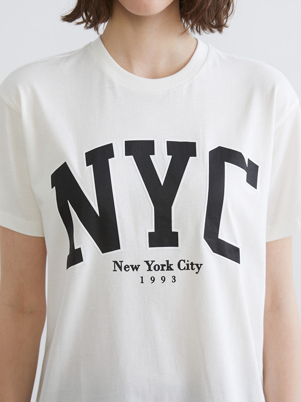 Crew Neck New York Printed Women's T-Shirt-2