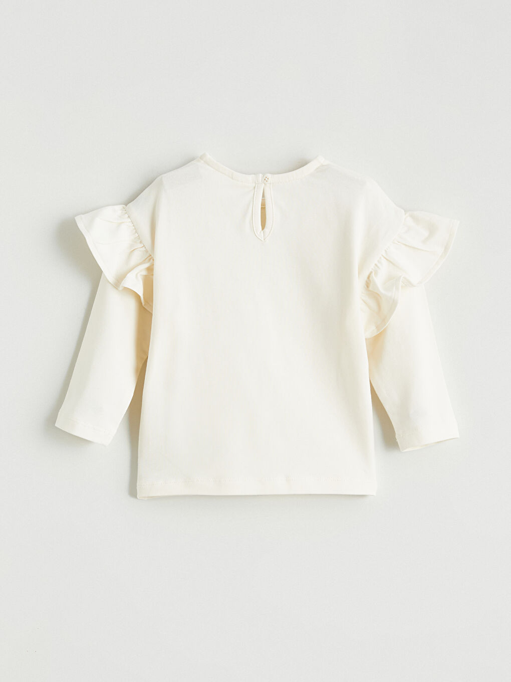 Ekru Çiçek Baskılı Kız Bebek Tişört ve Eşofman Alt Takım-3