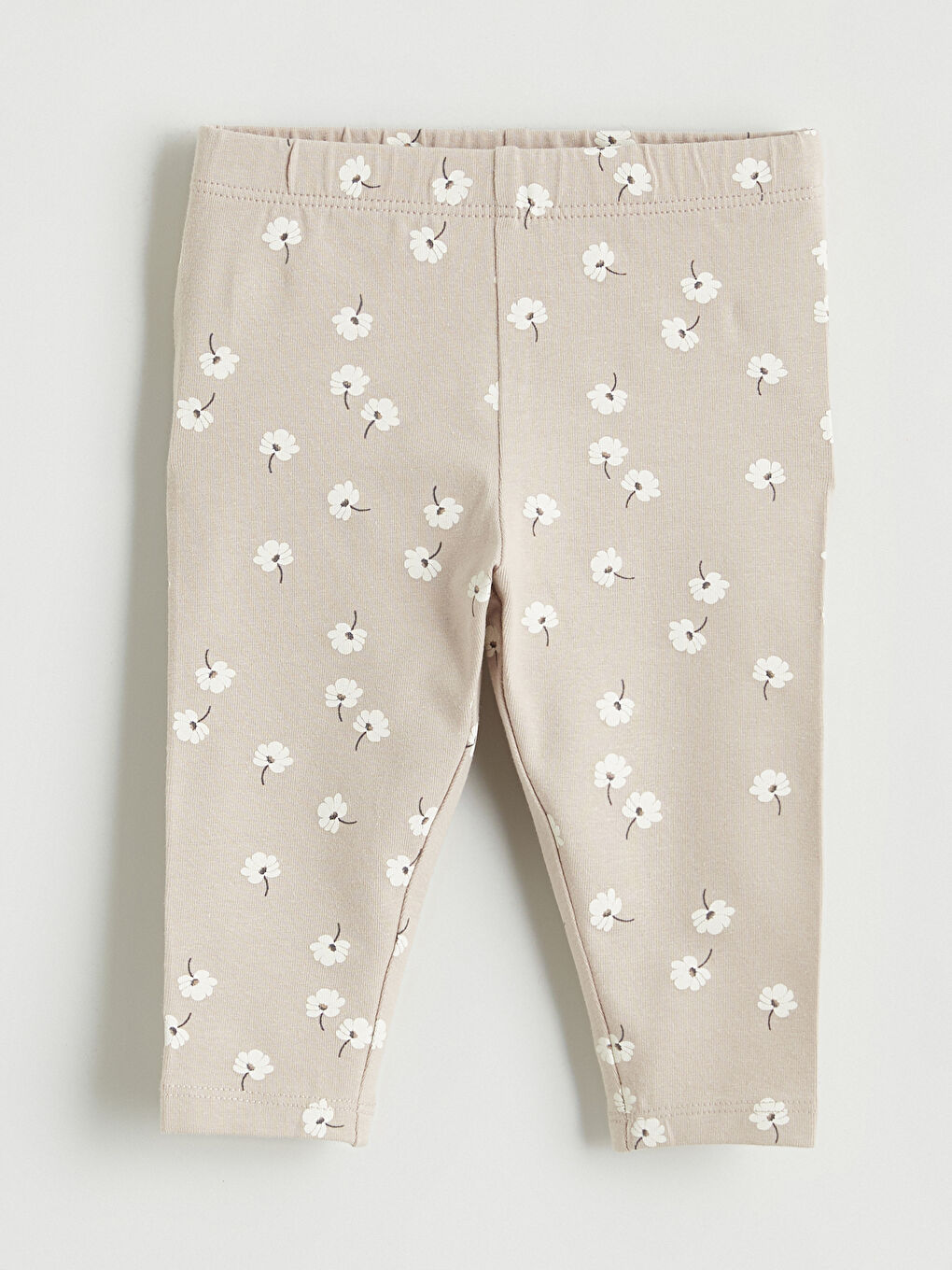 Ekru Çiçek Baskılı Kız Bebek Tişört ve Eşofman Alt Takım-4